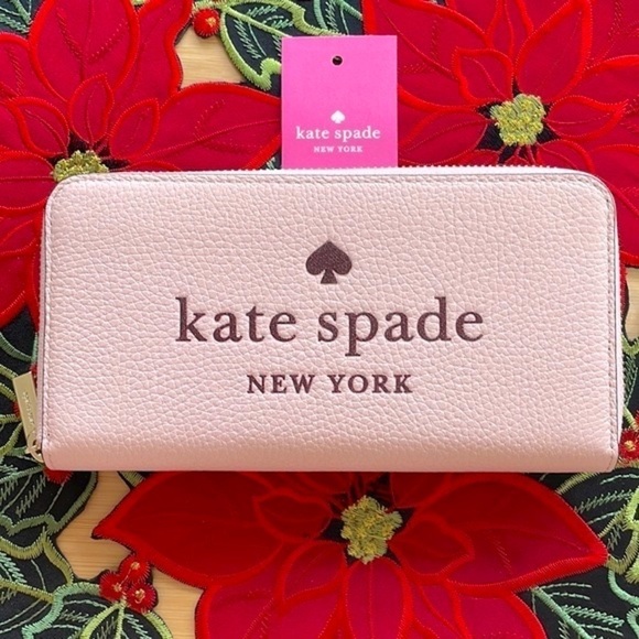 Brand New Kate Spade Genuine Leather Rose Smoke Large Zip Around Wallet